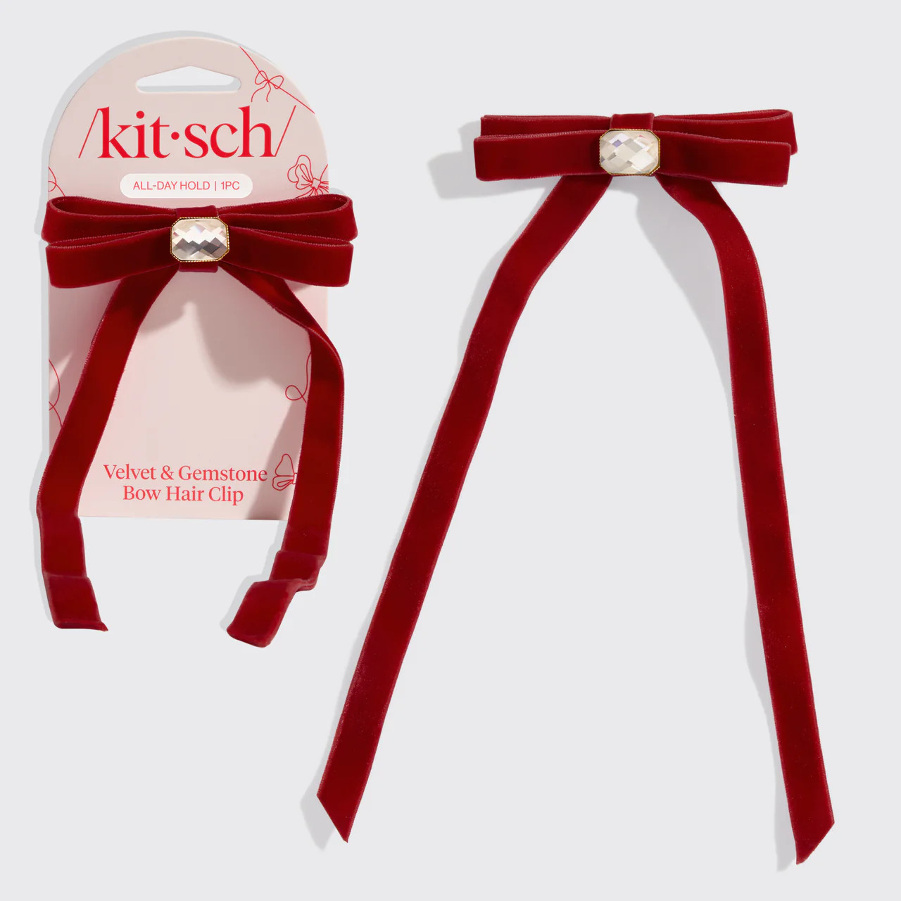 Velvet & Gemstone Bow Hair Clip | Kitsch