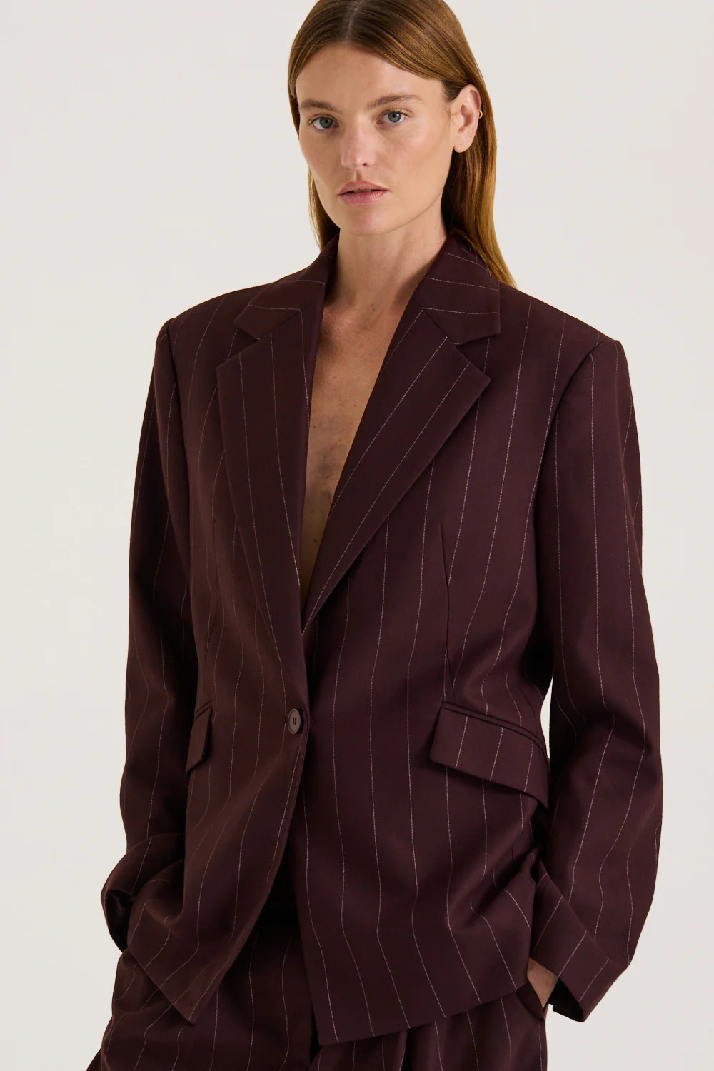 Ornella Pinstripe Blazer | Henne