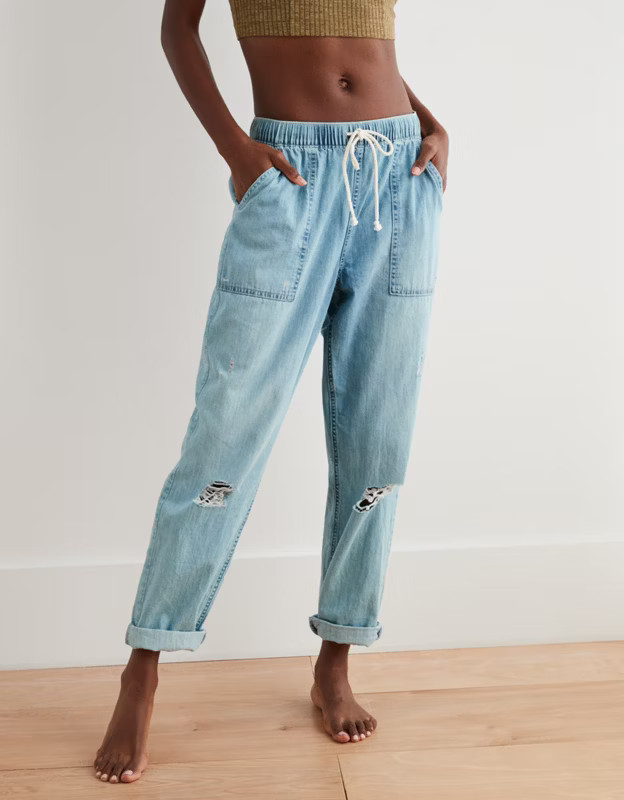 Aerie Chambray Distressed Pant | American Eagle Outfitters (US & CA)