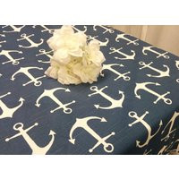 Anchor Tablecloth -Nautical, Blue Navy Tablecloth, Nautical, Beach, Tablecloth | Etsy (US)