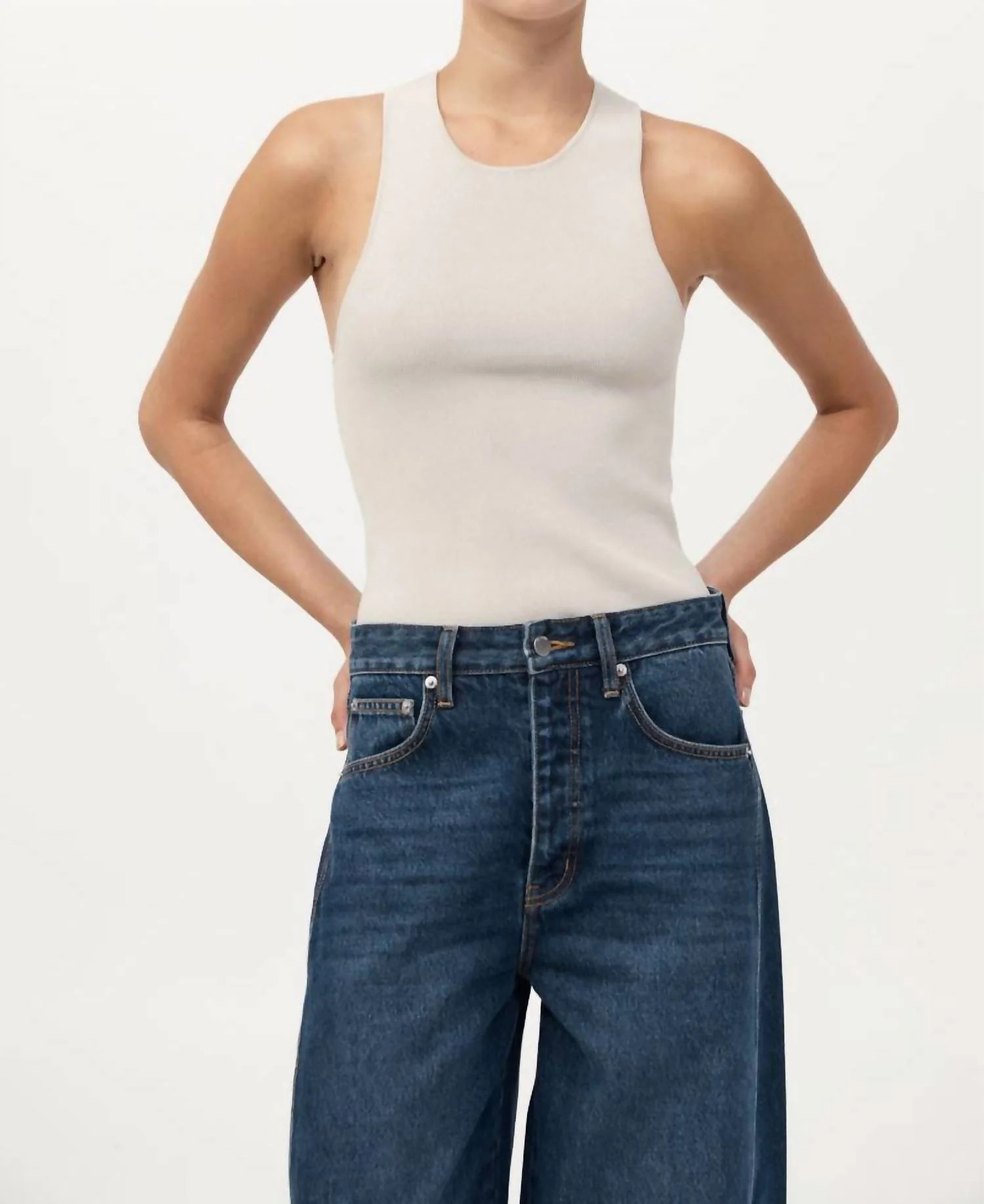 Sculpted Knit Top In Silver | Shop Simon
