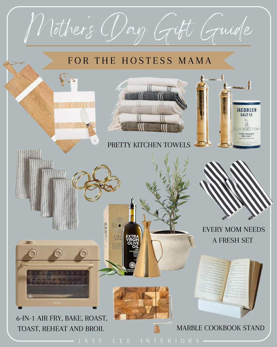 Mother's Day Gift Guide for the Hostess...
A small collection of kitchen favorites that marry aesthetic and function. Mother's Day Gift Guide, gifts for mom, gifts for her, gifts for mother in law, Our Place Wonder Oven, Air Fryer, #CharcuterieBoard #KitchenTowels #BrassSaltAndPepper #JacobsenSalt #LinenDinnerNapkins #CheeseSlicer #Charcuterie #OvenMitts #OliveOil #OliveoilCruet #CookbookStand #CharcuterieCookbook #EntertainingIdeas #Hosting #Mother’sDay #Mother’sDayGifts #Mother’sDayGiftGuide #HostessGift #GiftsForHer 

 #LTKGiftGuide #LTKHome #LTKFindsUnder50