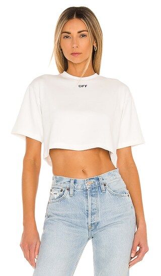 Rib Cropped Casual Tee in White & Black | Revolve Clothing (Global)