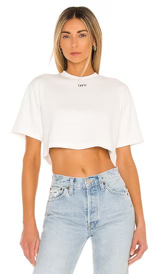 Rib Cropped Casual Tee in White & Black | Revolve Clothing (Global)