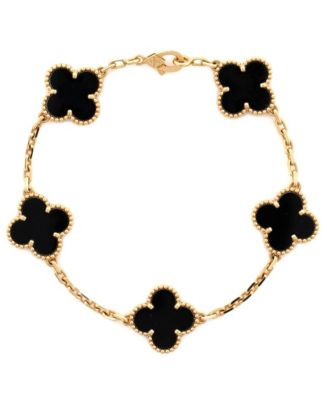 Vintage-like Alhambra 5 Motifs Bracelet 18K Gold and Onyx | Bloomingdale's (US)