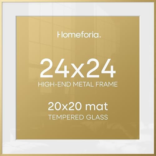 24x24 Gold Square Frame, High End Metal 24 x 24 Large Gold Poster Frames with Mat 20 by 20 for Ph... | Amazon (US)