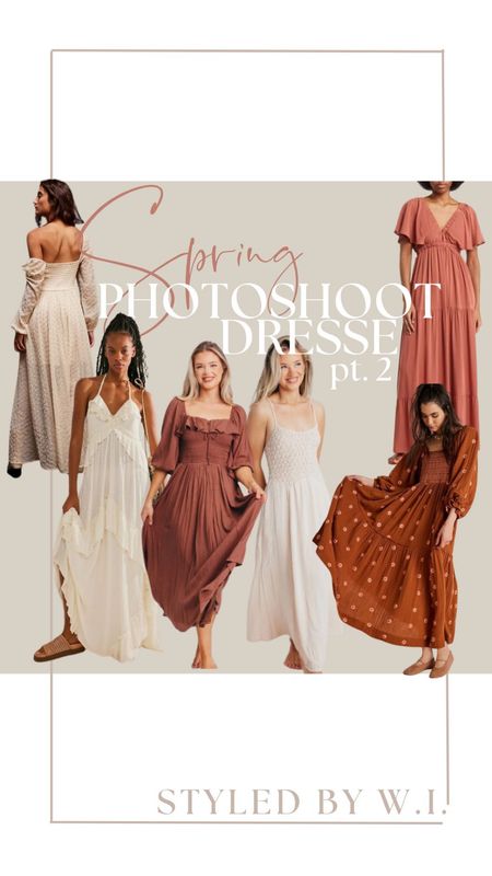 Spring photoshoot dresses pt 2 // here for the creams, warm hues like deep coral, rust, and a mauve brown. 

All of these have elements that add interest which make your photos pop. Texture, details like a ruffle, embroidery, or interesting sleeves. 

Mom it’s time to embrace main character energy this session 

#LTKfamily #LTKSeasonal #LTKstyletip