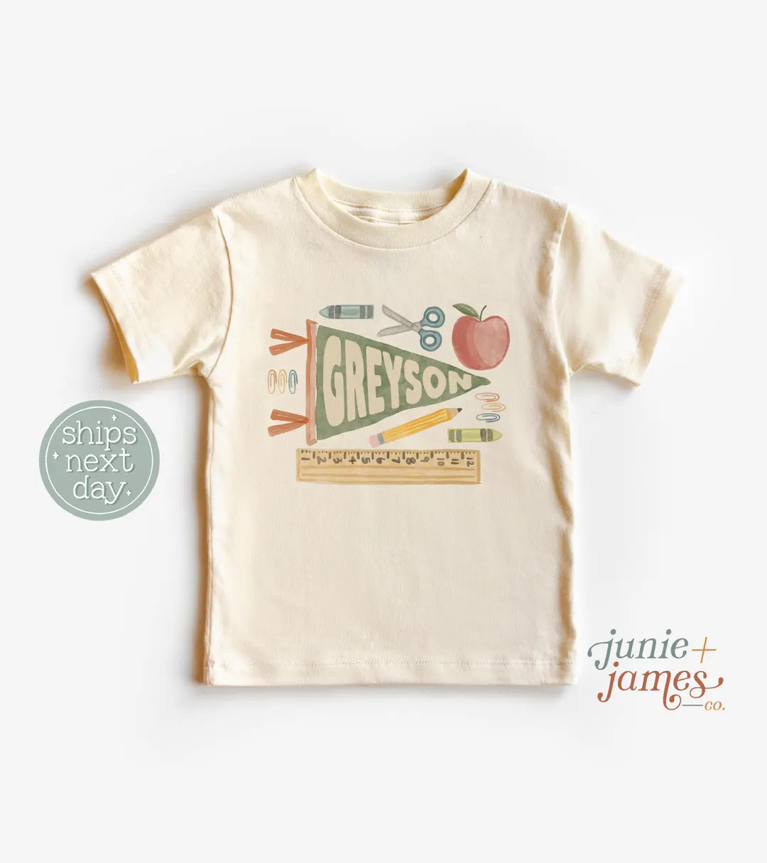 Back to School Personalized Boy Name Toddler Shirt - School Supplies Pennant Boy Name T-shirt - C... | Etsy (US)