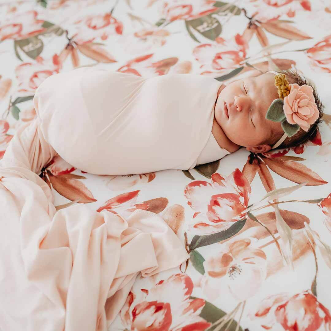 Solid Blush Bamboo Knit Swaddle Blanket | Caden Lane