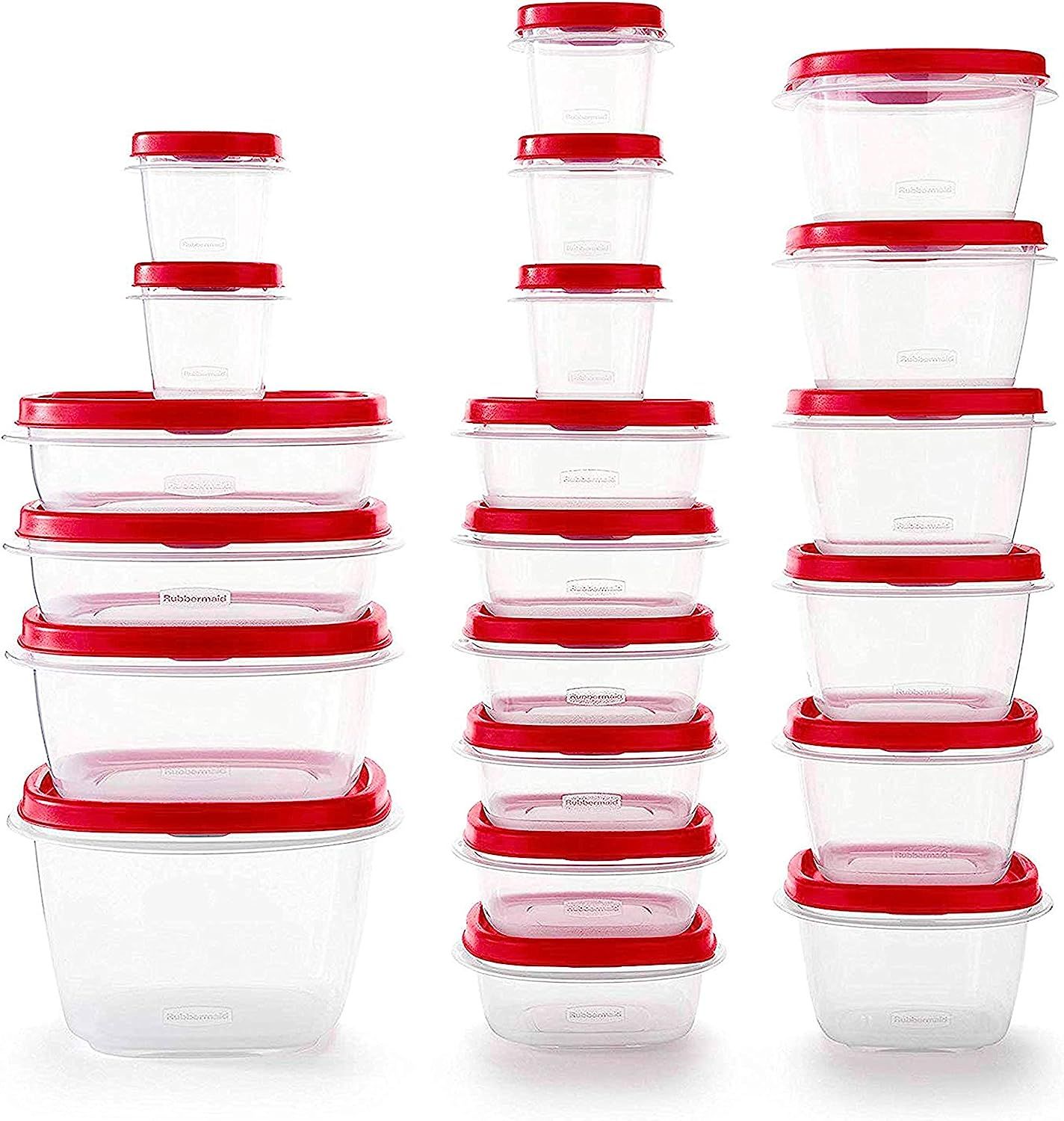 Rubbermaid Easy Find Vented Lids Food Storage Containers, Set of 21 (42 Pieces Total), Racer Red | Amazon (US)