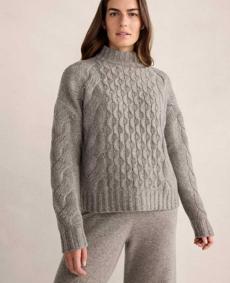 Haven Well Within Cashmere Honeycomb Cable Mockneck Sweater | Ann Taylor