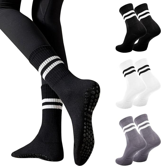 Non Slip Yoga Socks for Women Anti-skid Long Socks for Yoga, Barre, Ballet, Dance, Barefoot Worko... | Amazon (CA)