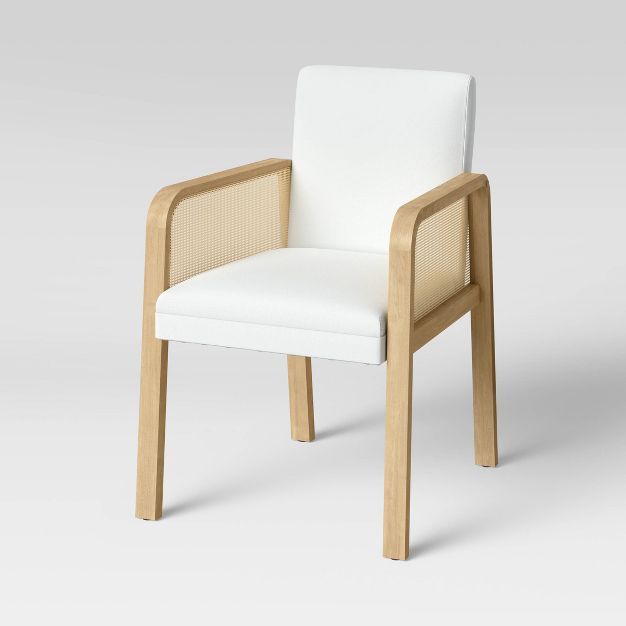 Stallings Upholstered Dining Chair with Cane Arms Cream - Threshold™ | Target