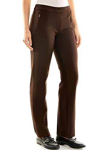 Zac & Rachel Women's Bond 18 Pull On with Faux Zipper Pockets Casual Pants, Chocolate, 8 | Amazon (US)