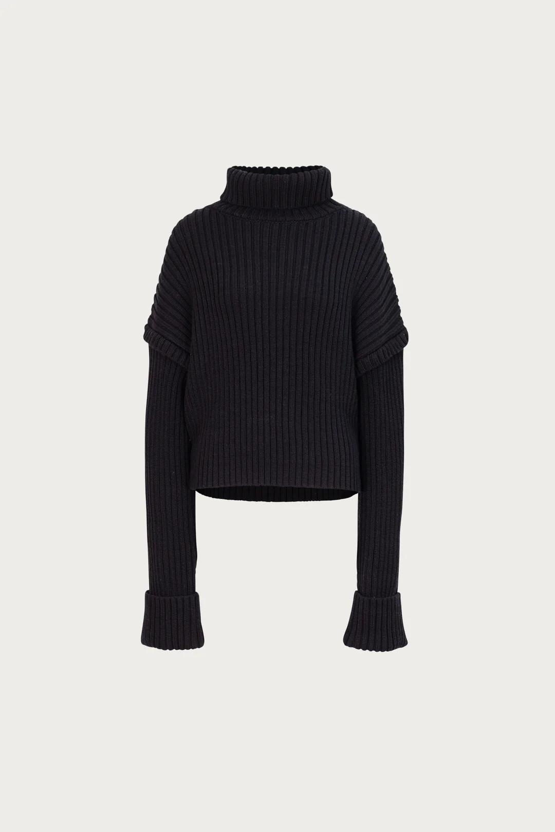Oversized Ribbed Wool Sweater (Black) | SAME