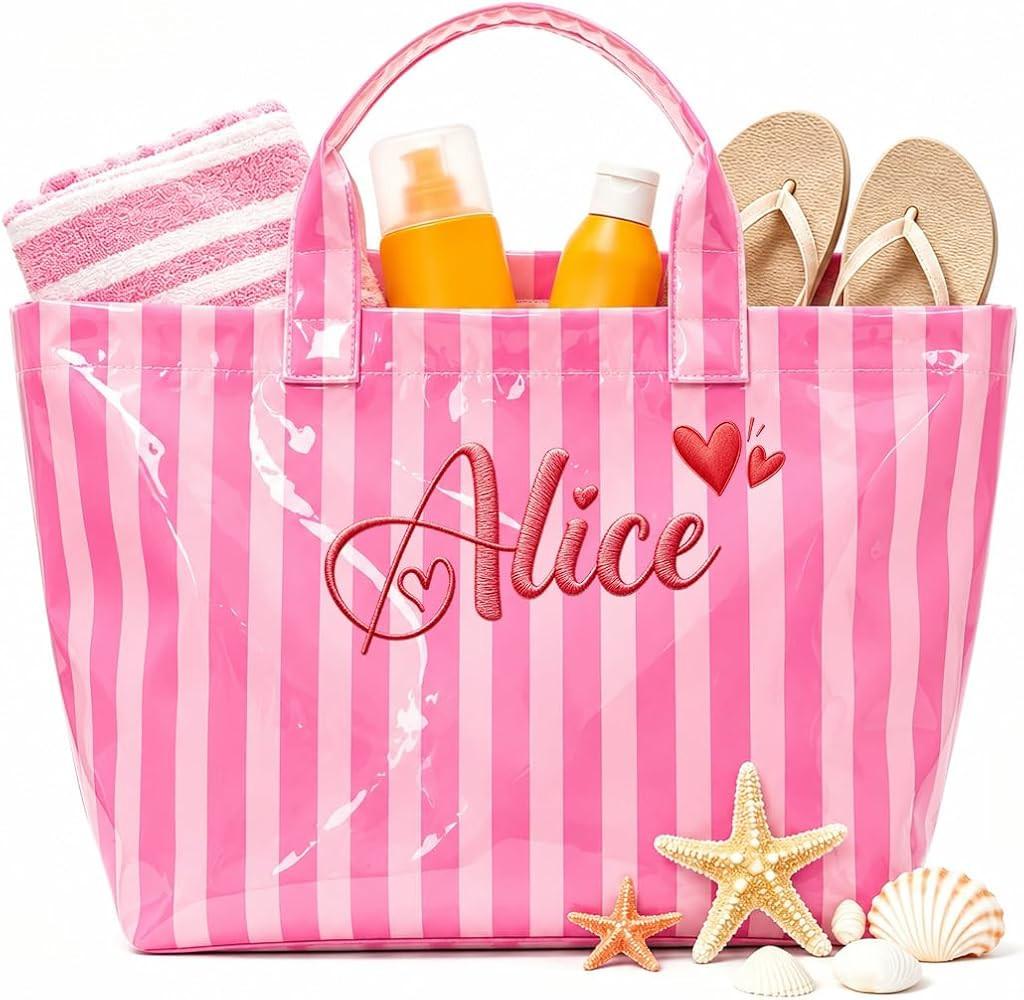 Personalized Jelly Beach Tote Bag with Name, Custom Waterproof PVC Tote for Women, Large Sandproo... | Amazon (US)