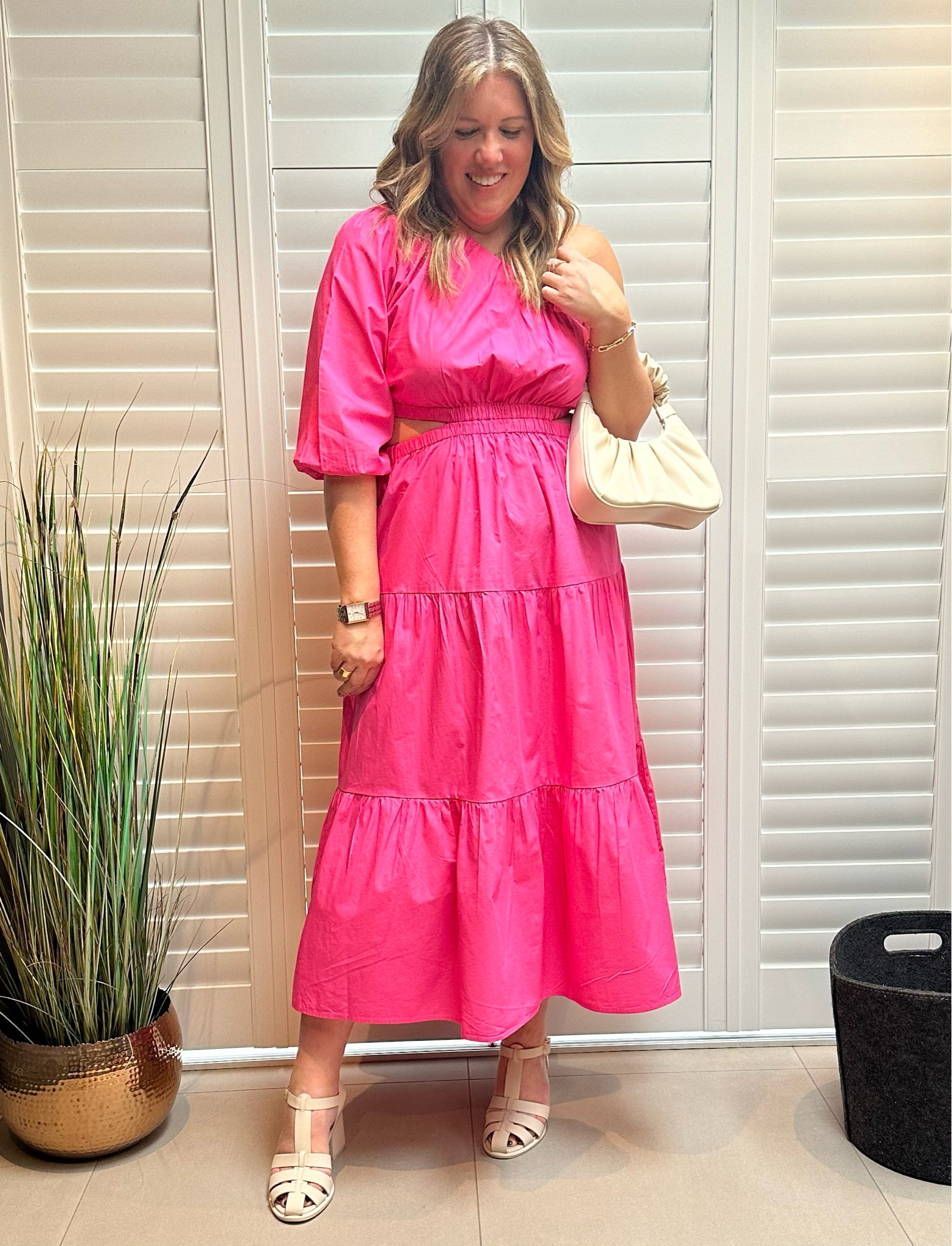 Pink cotton Summer dress, one shoulder, puff sleeve 

#LTKeurope #LTKSeasonal