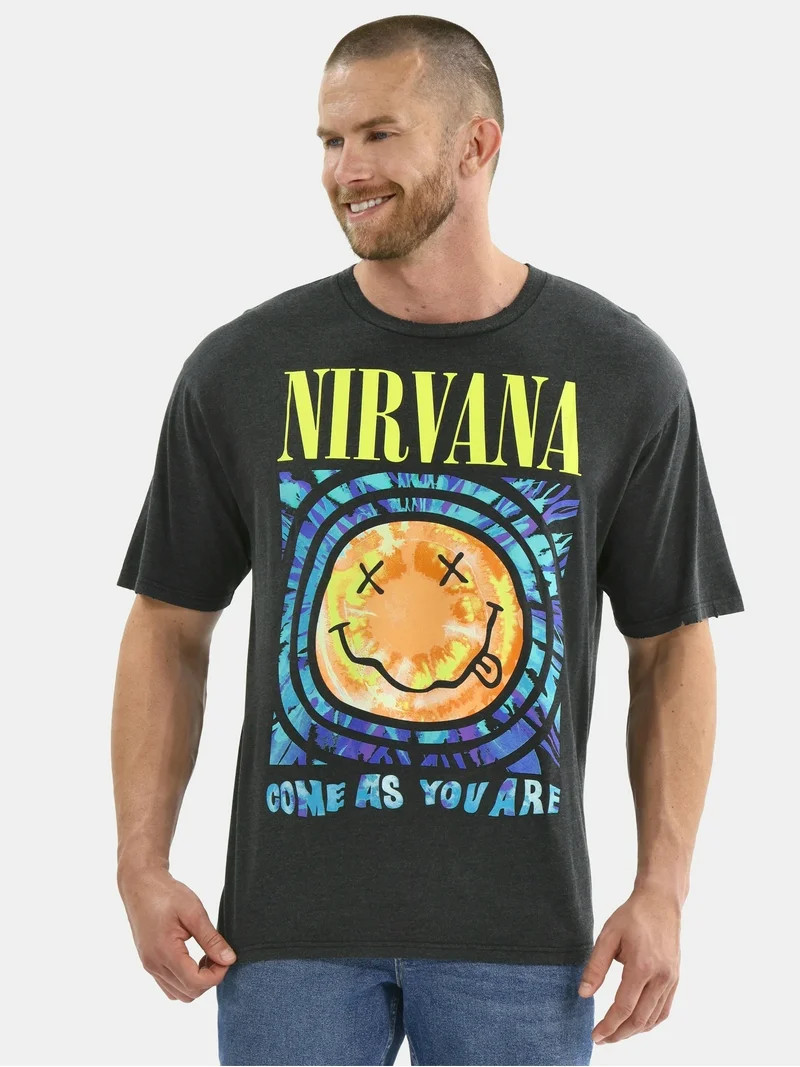 Nirvana Men’s & Big Men’s Smiley Tie Dye Graphic Tee, Sizes XS-3XL | Walmart (US)