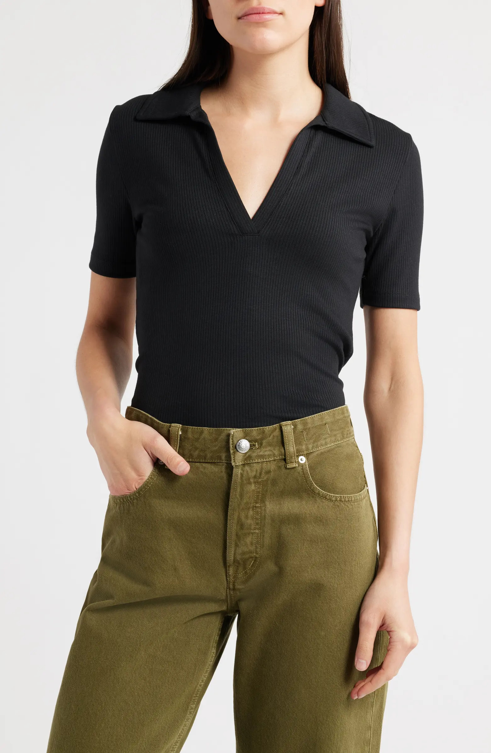 Madewell Drapey Rib Polo | Nordstrom | Nordstrom