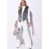 Faux Fur Faux Leather Crop Gilet Grey | Lily Lulu Fashion