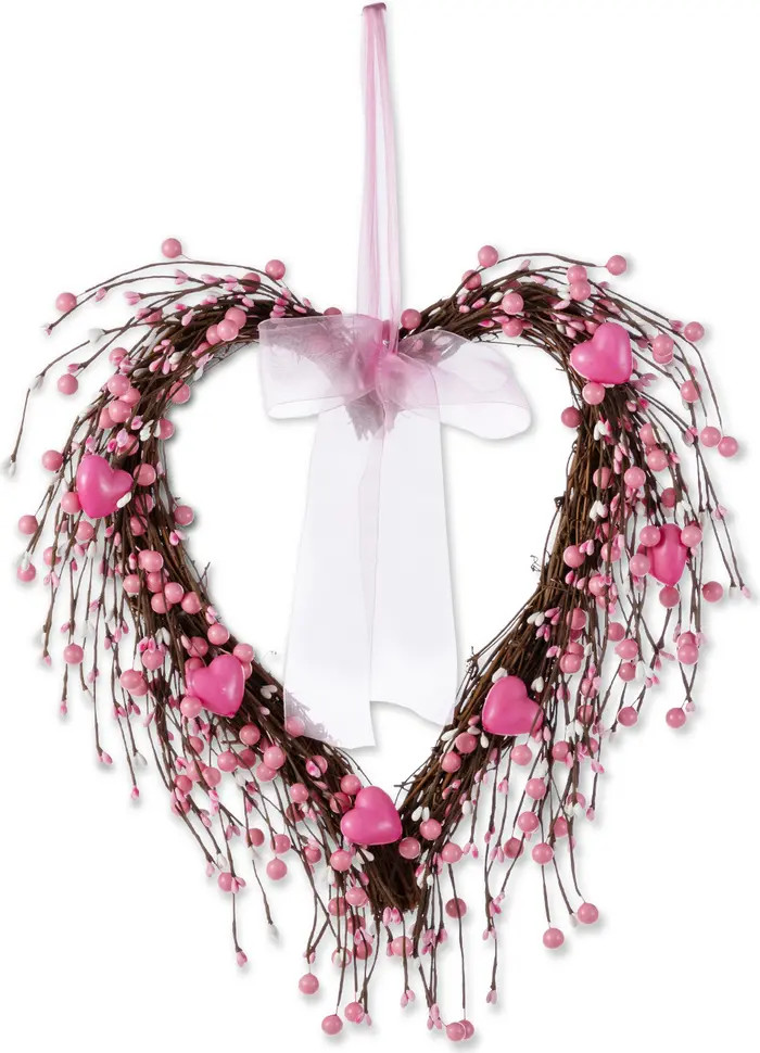 17"H Valentine's Pink Berry Heart Wreath | Nordstrom