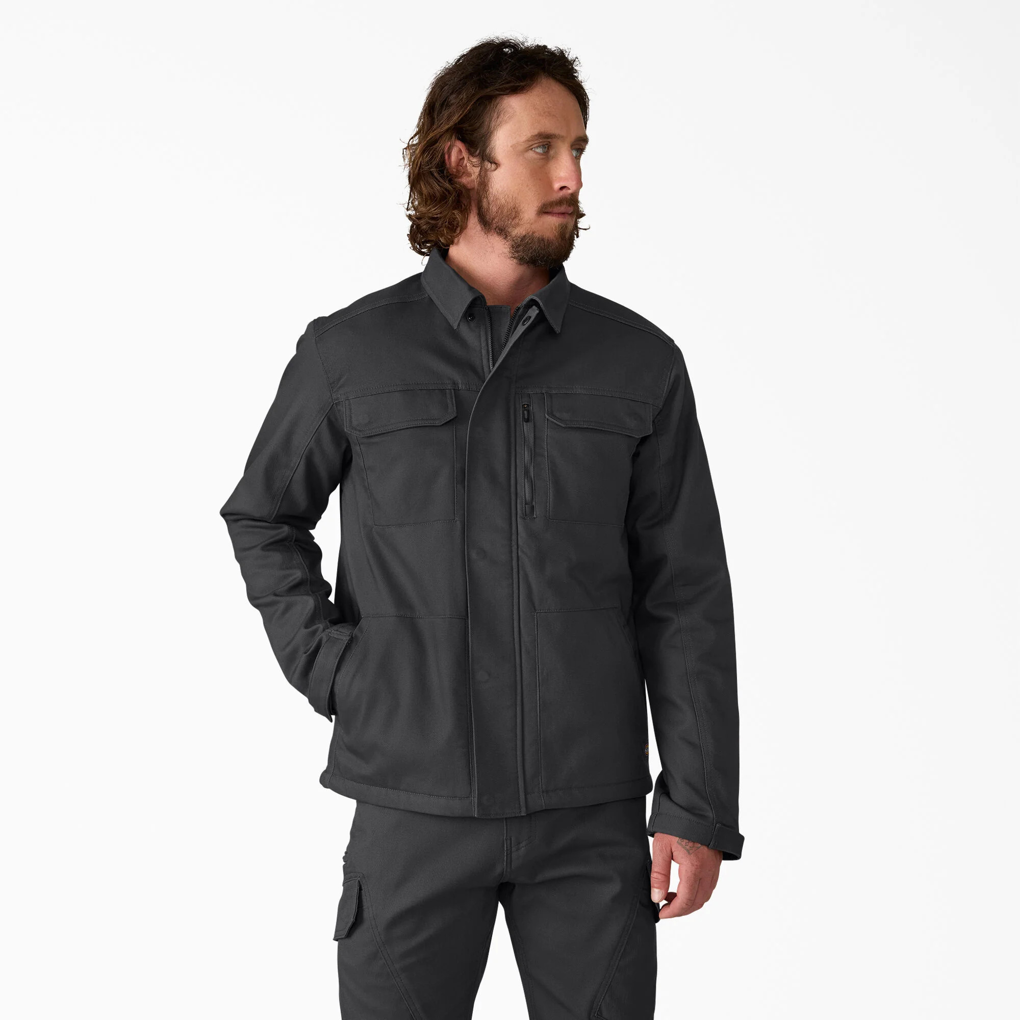 Dickies Men's Tradebuilt Shirt Jacket in Black size Medium | Dickies