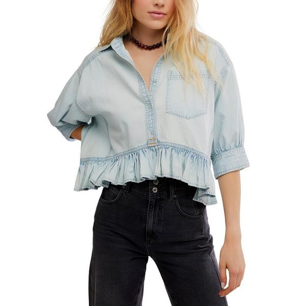 Women's Free People Bailey Denim Shirt Small Light Tint Wash | Scheels Sports