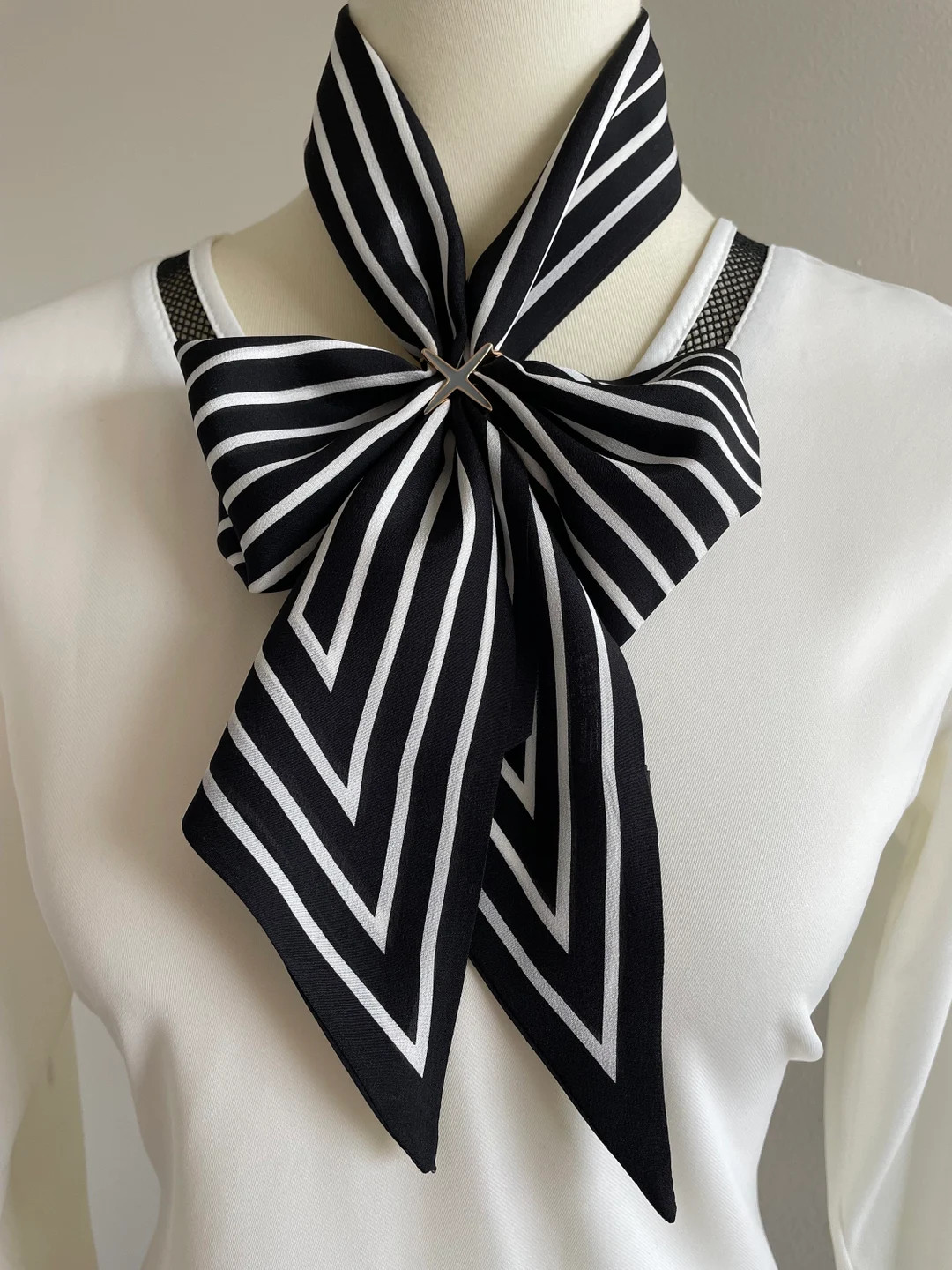 100% Silk Scarf Long Pure Silk Bandana Mulberry Silk Hair Hat Scarf 47x3.5 120x10cm Black White S... | Etsy (US)