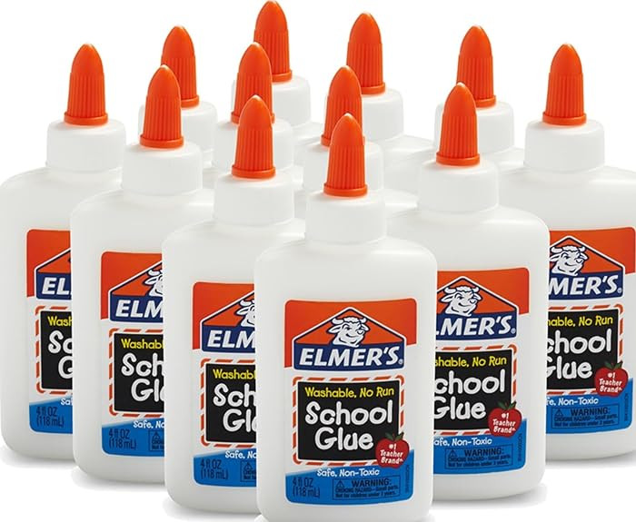 Elmer's Liquid School Glue, Slime & Craft, Safe and Non-Toxic, Washable, White, 4 Ounces Each, 12... | Amazon (US)