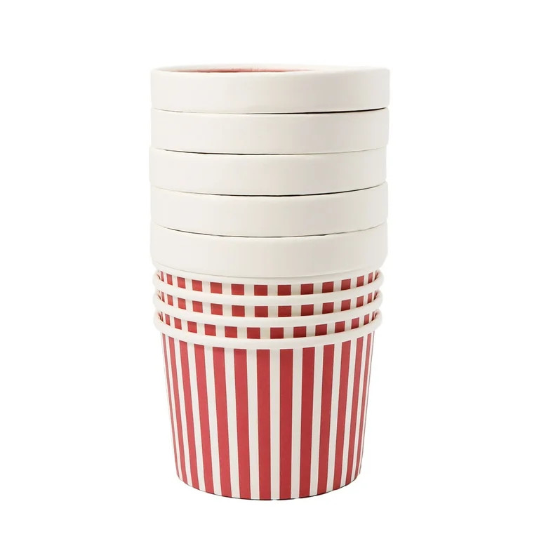 Striped Christmas Paper Treat Cups with Lids, Red and White, 11.5 oz, 5 Count, by Holiday Time - ... | Walmart (US)