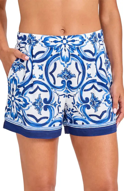 Tommy Bahama Terrazo Tile Cover-Up Shorts in Palace Blue at Nordstrom, Size X-Small | Nordstrom