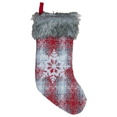 Plaid Stocking with Faux Fur Cuff