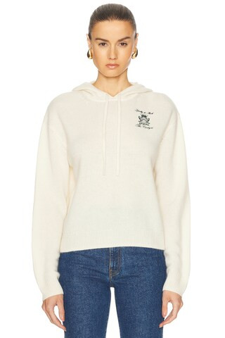 Sporty & Rich X Hotel Carlyle Crest Cashmere Hoodie in Cream | FWRD 