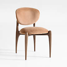 Via Toffee Brown Velvet Walnut Wood Dining Chair + Reviews | Crate & Barrel | Crate & Barrel