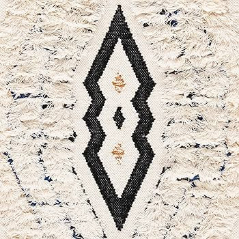 SAFAVIEH Kenya Collection Area Rug - 8' x 10', Ivory & Black Blue, Hand-Knotted Moroccan Tribal T... | Amazon (US)