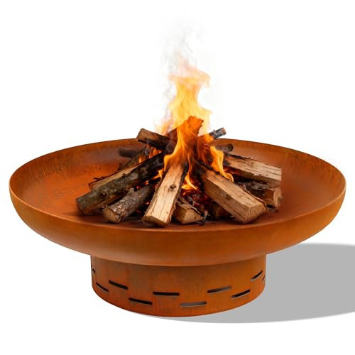 KOL Fire Pit for Outside Wood Burning, 27.5 Inch Round Firepit Bowl Outdoor and Patio, Heavy-Duty Steel Bonfire Pit Oxidized Finish, Free-Standing, Camping Backyard Terrace | Amazon (US)