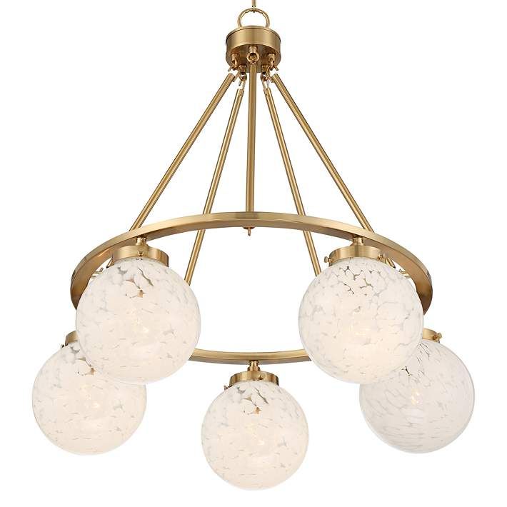 Candide 28"W Warm Gold and Glass Globe 5-Light Chandelier - #91K24 | Lamps Plus | Lamps Plus