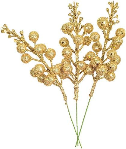 Amazon.com: Artiflr 14 Pack Christmas Glitter Berries Stems, 7.8Inch Artificial Christmas Picks f... | Amazon (US)