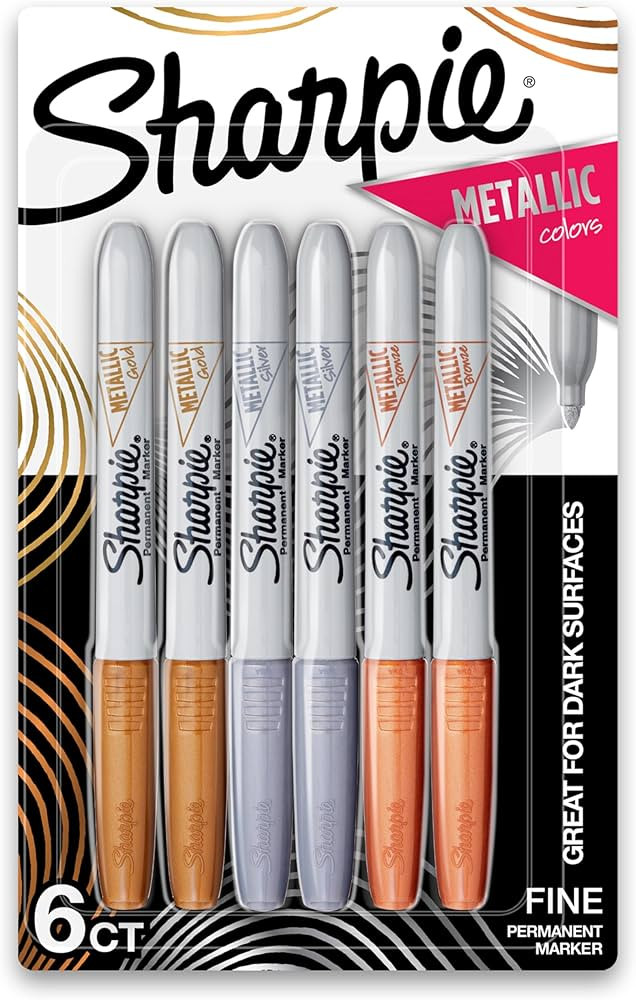 Sharpie Metallic Permanent Markers, Fine Point, Assorted Metallic, 6 Count | Amazon (US)