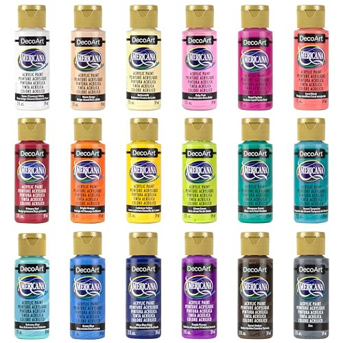 DecoArt Americana Acrylic Paint Set – Popular Colors, 18 Bottles (2 fl oz) – Art and Craft Acrylic Paints for Canvas, Wood, and More | Amazon (US)