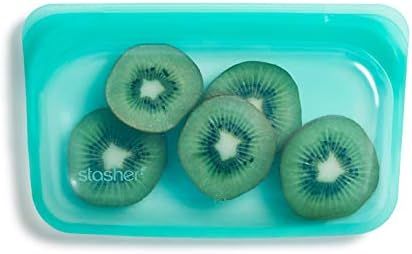 Stasher 100% Silicone Reusable Food Bag, Snack Storage Size, 4.5-inch (9.9-ounce), Aqua | Amazon (US)