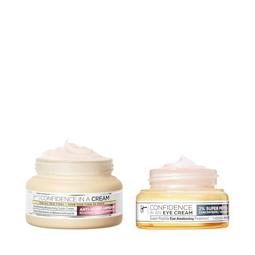 IT Cosmetics Confidence in a Cream & Confidence in an Eye Cream Bundle - Anti Aging Ceramide Face Moisturizer (2 fl oz) - Anti-Aging Peptide Eye Cream (0.5 fl oz) | Amazon (US)