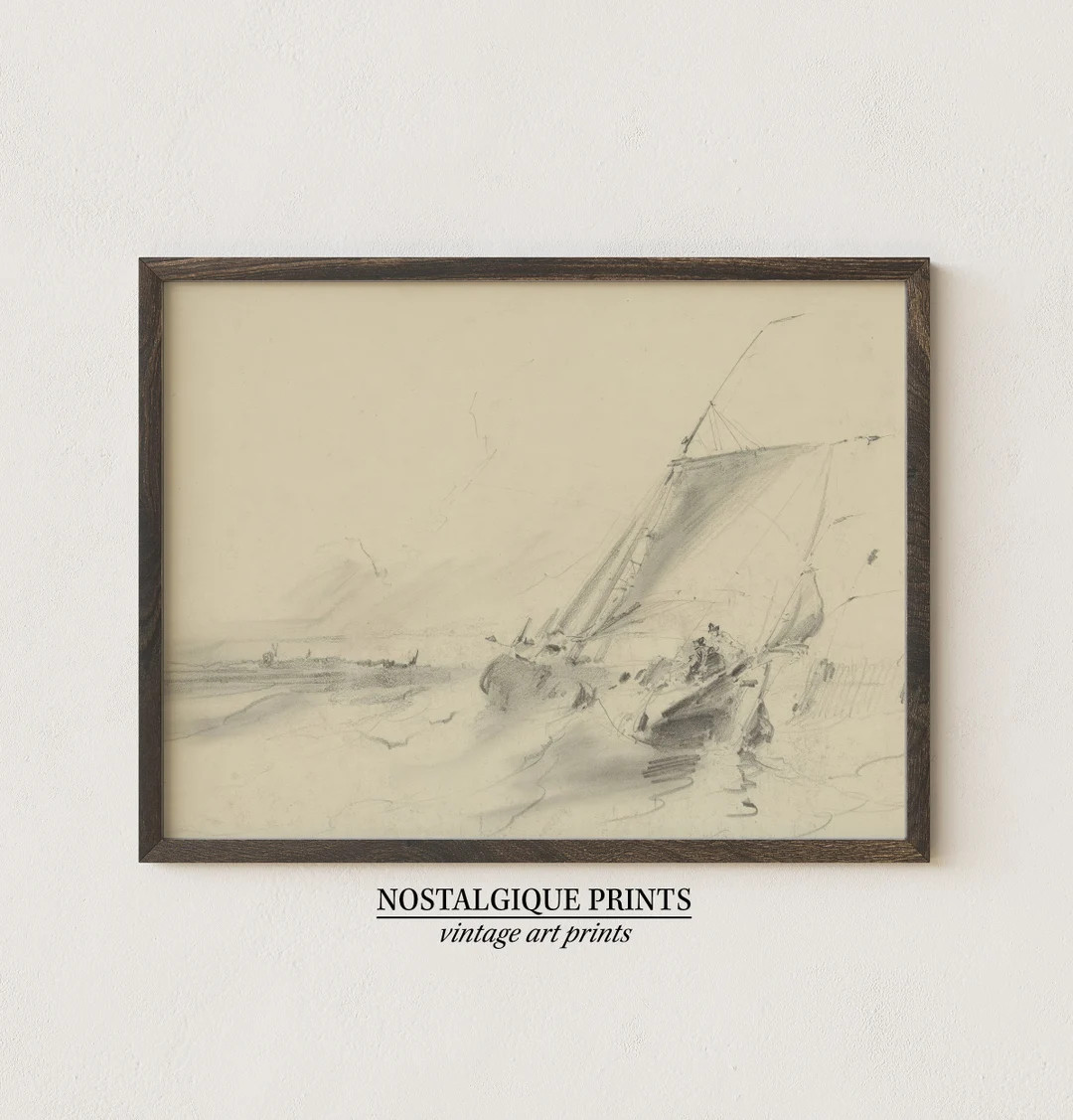 Ship Nautical Sketch Art Lake House Print Sailboat Drawing Neutral Tones PRINTABLE Digital Downlo... | Etsy (US)