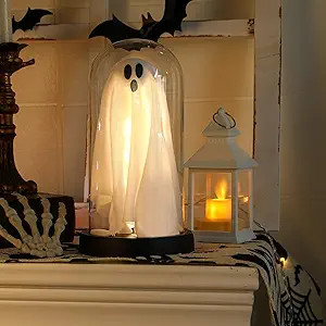 Halloween Decor-Halloween Decorations Indoor-Light Up Ghost in Glass Cloche-Cute Ghost with Light... | Amazon (US)