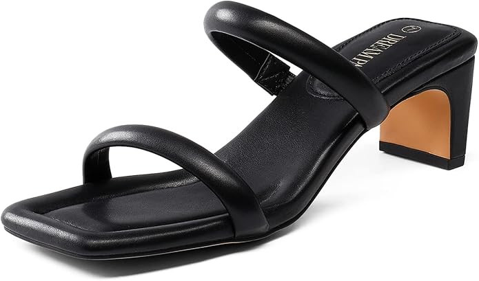 DREAM PAIRS Women's Square Toe Sandals Heels for Women Two Strap Open Toe Low Block Chunky Heels ... | Amazon (CA)