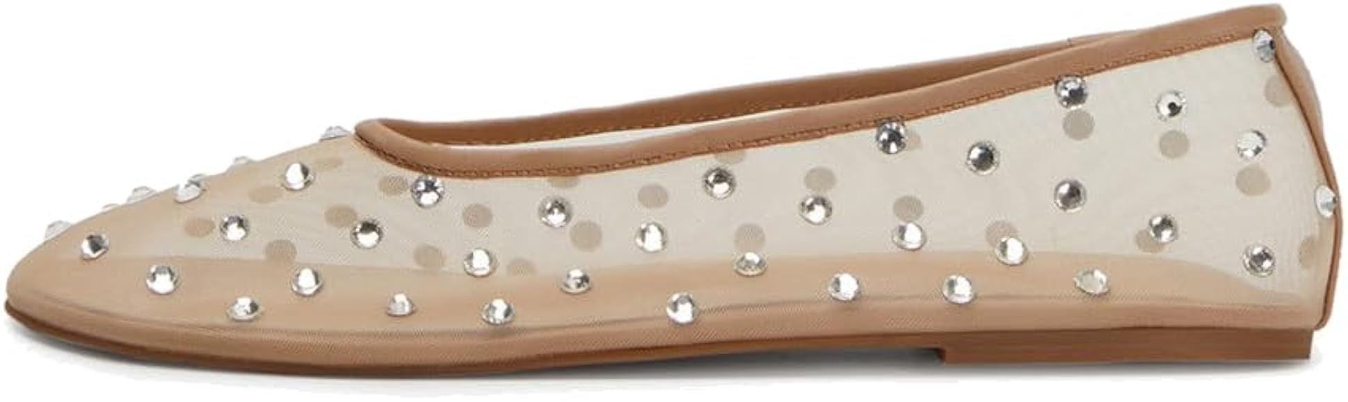 Arqa Crystal-Embellished Mesh Flats Rhinestone Ballet Flat Slip On Ballerina Shoes Comfortable Ca... | Amazon (US)