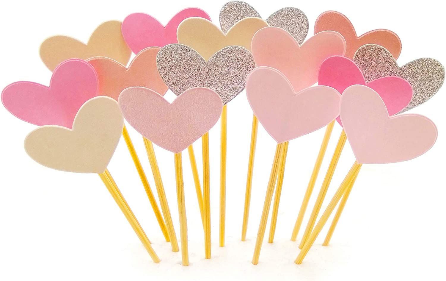 GUCUJI Cupcake Toppers, Funny Pink Heart Glitter, 50 Pcs | Amazon (US)
