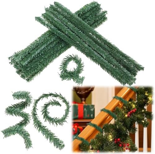 Jutom 100 Pcs 12 Inch Christmas Pine Stem Garland Ties, Garland Twist Ties for Banister Stairs Ra... | Amazon (US)