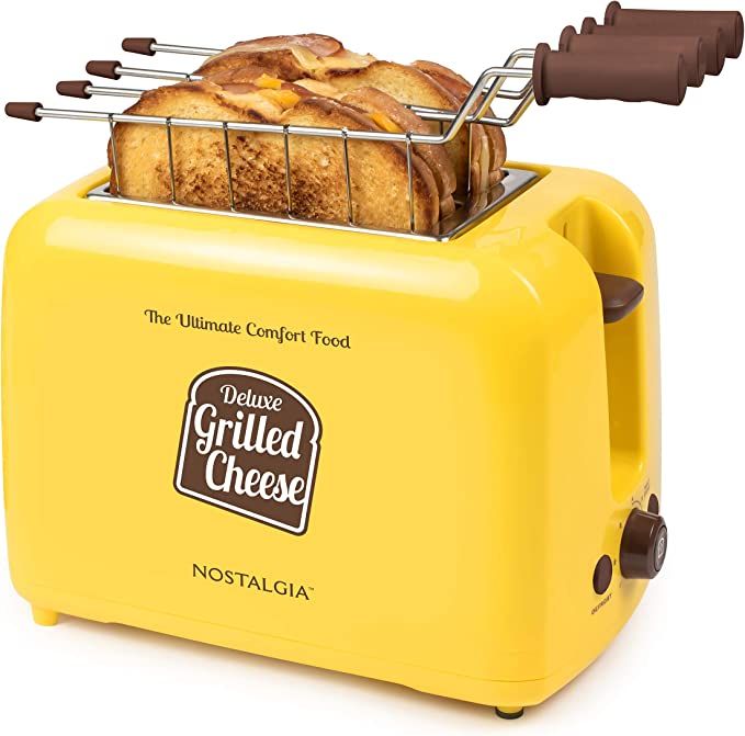 Nostalgia GCT2 Deluxe Grilled Cheese Sandwich Toaster with Extra Wide Slots, Yellow | Amazon (US)