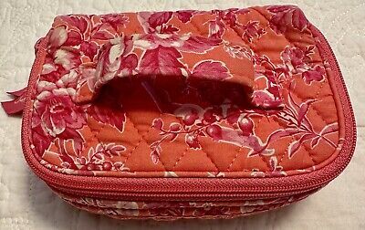 Vera Bradley Coral Pink Floral Quilted Jewelry Travel pouch Clean zip pockets | eBay US